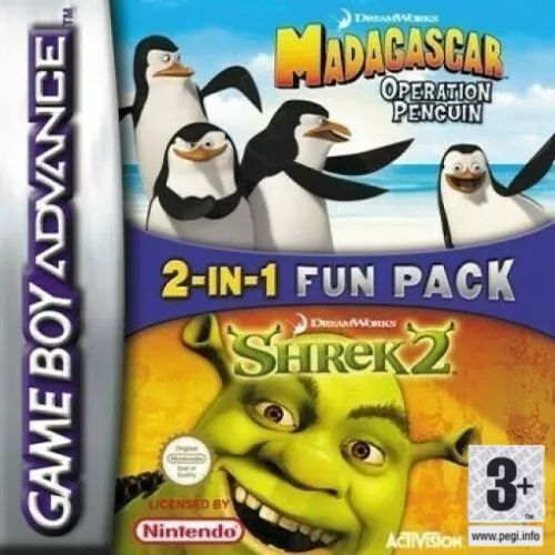 2-in-1 Fun Pack - Shrek 2 + Madagascar - Operation Penguin (Europe)